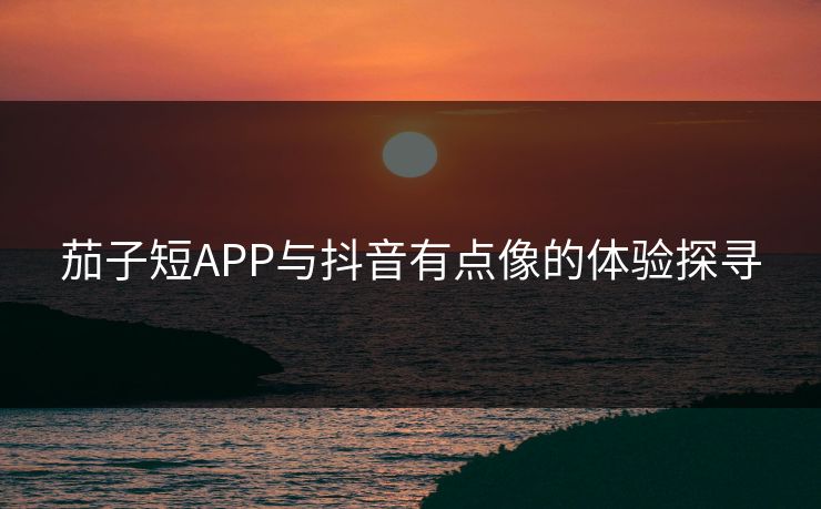 茄子短APP与抖音有点像的体验探寻